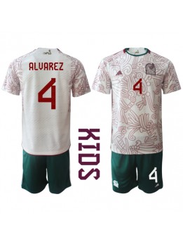 Mexiko Edson Alvarez #4 Replika Borta Kläder Barn VM 2022 Kortärmad (+ byxor)